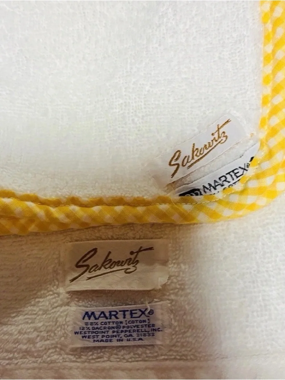 Vintage Field crest/ Martex 4 Piece Yellow Floral Gingham Embroidery Towel Set